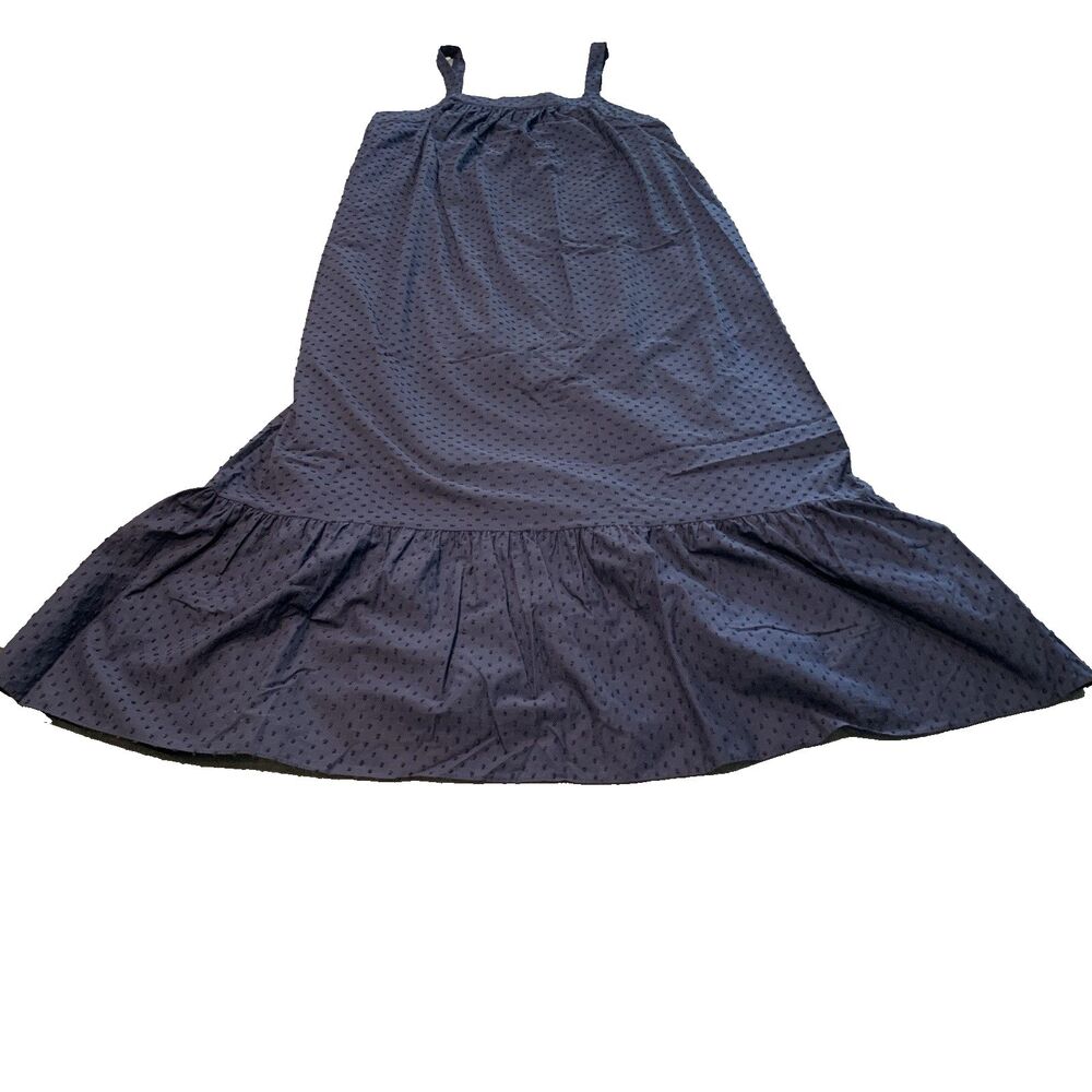 LDT Dress Women Size 10 Navy Blue Sleeveless  100% Cotton Lining And Shell